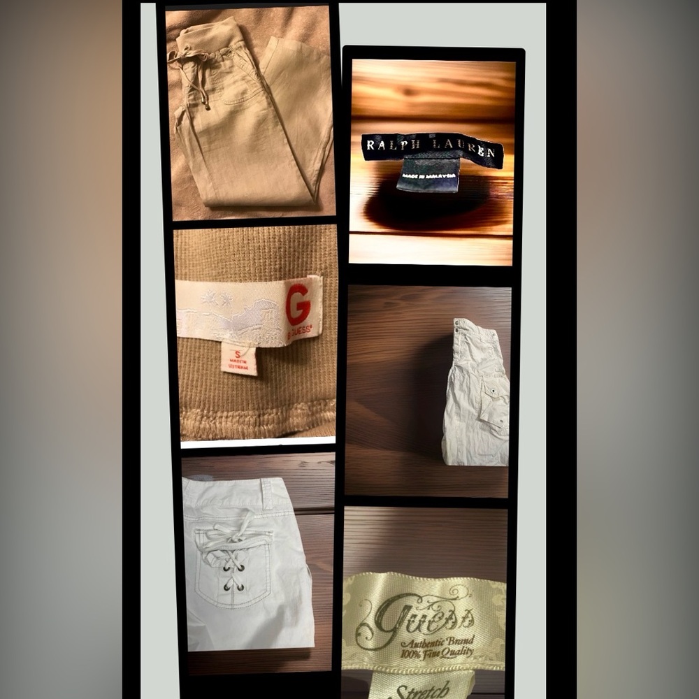 BUNDLE OF CARGO PANTS RALPH LAUREN SIZE-4 GUESS SIZE-27    BY GUESS LINEN SIZE-S